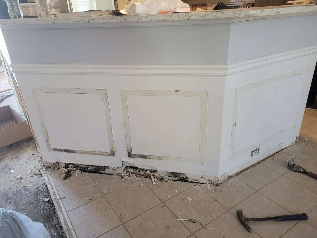 Water damage and mold on kitchen during Storm Damage Restoration in Canton